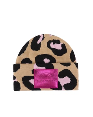 Kurt Geiger London Leopard Cuff Beanie Hat