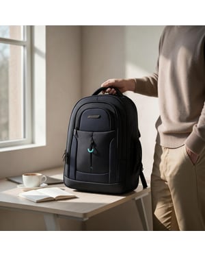 17" laptopryggsäck på hjul, svart, 1680D + PU, 2 hjul, trolleyryggsäck