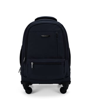 19" laptopryggsäck på hjul, svart, premium-PU, 4 hjul, trolleyryggsäck