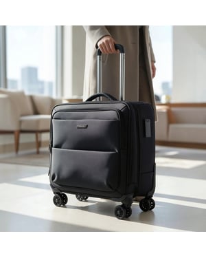 18" Black Wheeled Laptop Briefcase 1680D Polyester 4 Wheel Business Bag