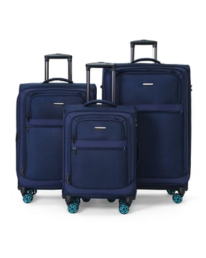 Mjuk resväska i 1680D polyester, blå, 8 hjul, TSA