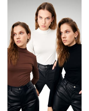 Bipantolon 3-pack damesbodys met col en slim fit