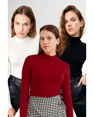 Women's 3-Pack Slim Fit Turtleneck Bodysuits