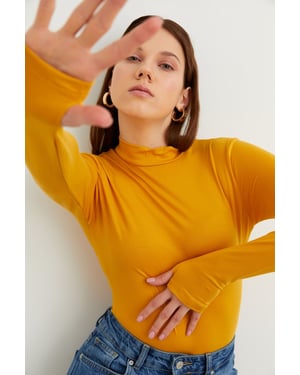 Women's Slim Fit Half Turtleneck Bodysuit