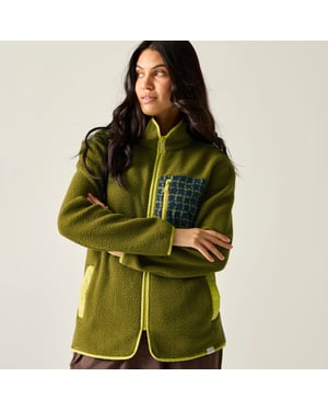 Regatta Womens/Ladies Orla Kiely Ecclipse Borg Fleece Jacket (Fur Green)