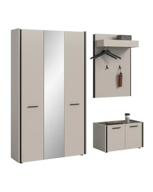 Furnilux Garderobecombinatie kasjmier moderne ingangsmeubel met zitbank 197x190 cm
