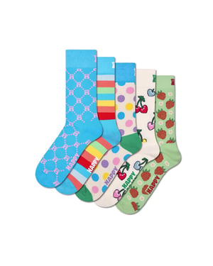 Happy Socks Dames sokken met print mix 5-pack turquoise/groen/multicolor