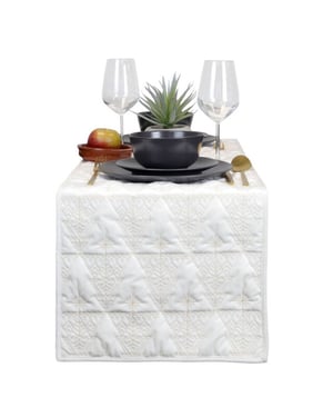 Unique Living tafelloper elisa dove white 35x180cm