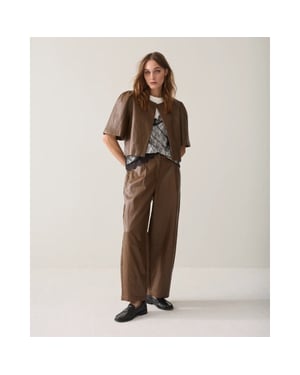 Summum 4s3043-12526 756 balloon trouser soft faux leather sepia brown