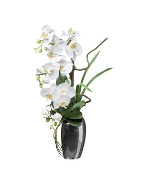 Kopu ® kunstorchidee 68 cm - zilverkleurige vaas phalaenopsis