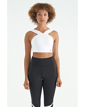 Women's Cropped Sleeveless V-neck Sports Top