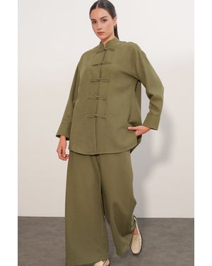 2-delige set met oversized overhemd en broek