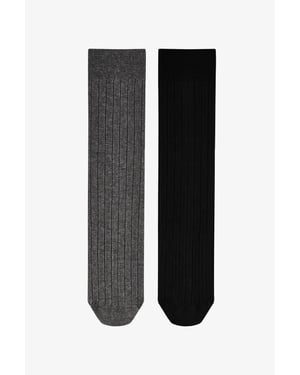 Cool geribde jacquard-sokken, 2-pack, halfhoog