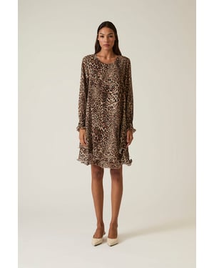 Leopard Print Wave Hem Dress
