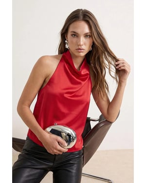 TRENDYOLMİLLA Dames Rood Effen Mouwloos Regular fit Blouses