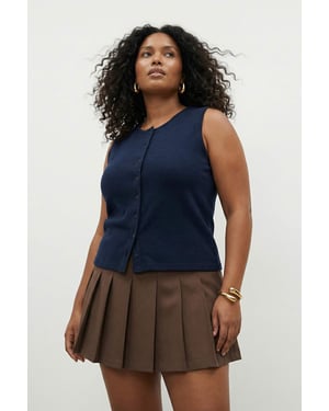 Trendyol Curve Dames Blauw Effen Mouwloos Getailleerd Grote maten Blouses