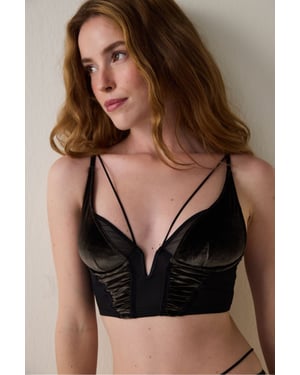 Embroidered Tulle Unpadded Crop Bralette