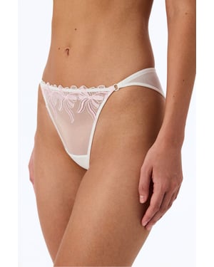 Distressed Embroidered Bow Pattern Brazilian Briefs