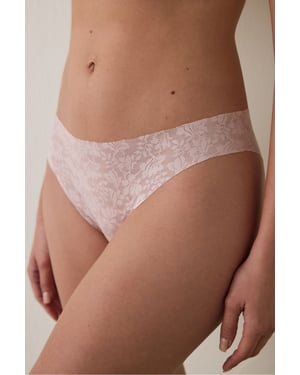 Lace No-Show Laser Cut Mid-Rise Briefs