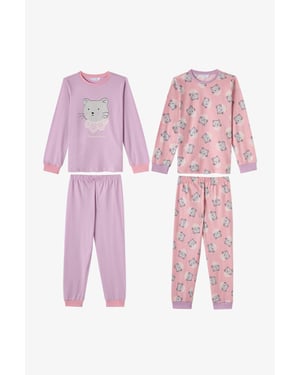 Penti Dainty Kitty katoenen pyjamaset voor meisjes met lange mouwen