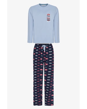 Men's Aurora Station Geometric Patterned Long Sleeve Pajama Set