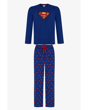 Men's Superman Plaid Pajama Set With Long Sleeves