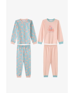 Girls' Bunny Ride Cotton Long Sleeve Pajama Set