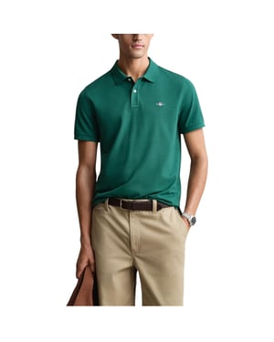 Mens Polo Shirt Regular Fit Pique Golf Tee Shorts Sleeve Shield Tennis Top
