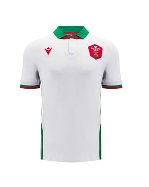 Macron Welsh Rugby Union-uittenue voor kinderen 2024 (Wit/Groen)