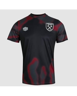 Umbro Kinder/Kids 24/25 West Ham United FC Warm Up Jersey (Zwart/Nieuw Claret/Carbon)