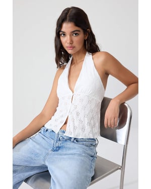 TRENDYOLMİLLA Dames Ecru Effen Mouwloos Getailleerd Blouses
