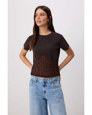 TRENDYOLMİLLA Dames Bruin Effen Kort Getailleerd Blouses