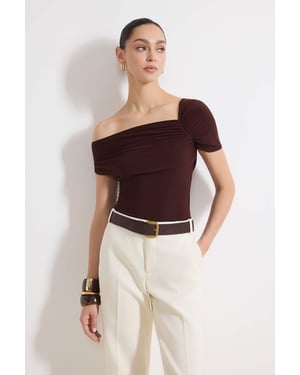 TRENDYOLMİLLA Dames Bruin Effen Kort Getailleerd Blouses
