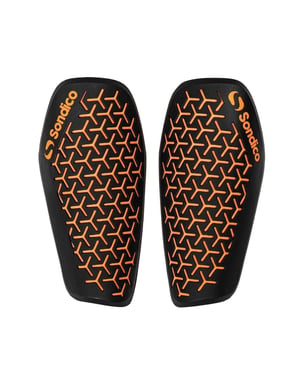 Sondico Unisex-skenbensskydd för vuxna, Flex Honeycomb, utan snörning (Svart/orange)