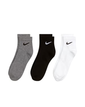 Nike Unisex Adult Lightweight Training Ankle Socks (Pack of 3) (Grey/Black/White)