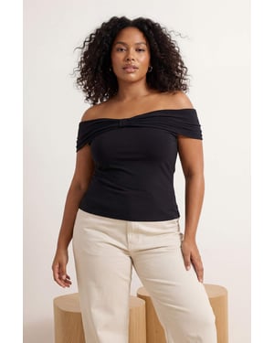 Trendyol Curve Dames Zwart Effen Mouwloos Getailleerd Grote maten Blouses