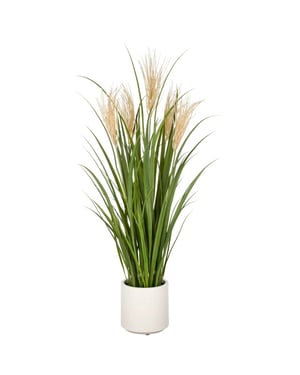 Kopu ® kunstplant siergras 125 cm met pluimen crème pot