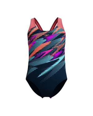 Speedo Digitaal bedrukt eendelig zwempak met print voor tieners (Koraal)