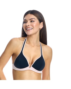 Trådlös bikinibehå med halterneck för kvinnor W240805