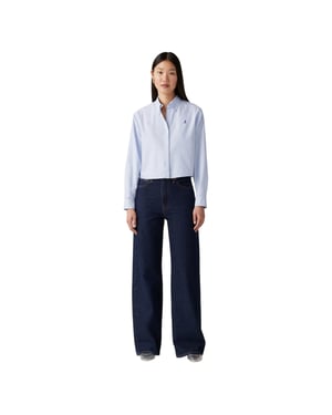 Levis Damesjeans met wijde pijpen van een katoenmix (Blauw gearceerd)