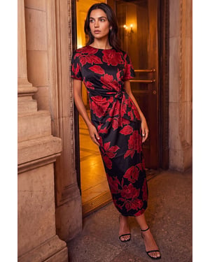 Floral Tie Side Midi Dress