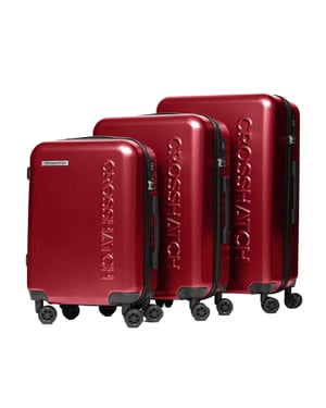 Crosshatch Escapade Embossed 4 Wheeled Suitcase (Pack Of 3) (Dark Red)