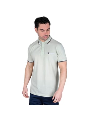 Lambretta Mens Triple Tipped Polo Shirt (Pale Aqua/White/Sapphire/Cashew)