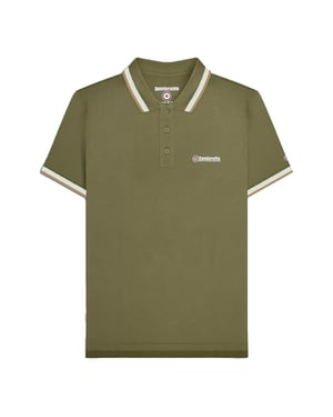 Lambretta Mens Triple Tipped Polo Shirt (Khaki Green/Aqua/Silver/Cashew)