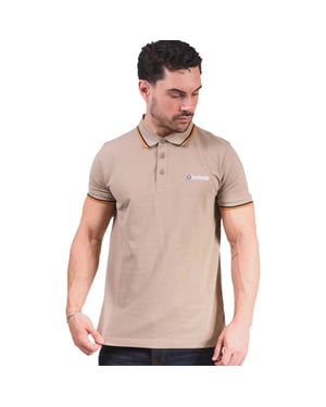 Lambretta Mens Triple Tipped Polo Shirt (Cashew/White/Navy/Apricot)