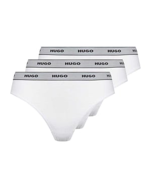 Hugo Gestreepte string voor dames (set van 3) (Wit)