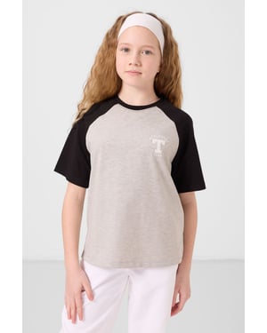T-shirt met ronde hals, tekstprint en relaxed fit