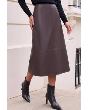 Petite A-Line Faux Leather Skirt