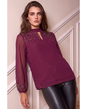 Petite Beaded Keyhole Top