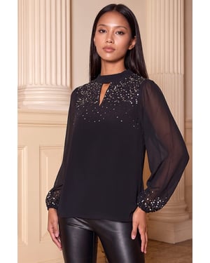 Petite Beaded Keyhole Top